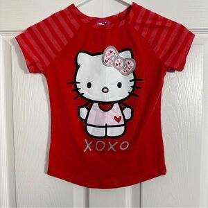 Hello Kitty by Sanrio red girls' tee shirt, sz. 6-6X, sparkly bow, cute, fall